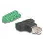 DeLOCK Adapter RJ45 isane > Klemmplokk 8 kontaktiga, 2-osaline, 3.81 mm