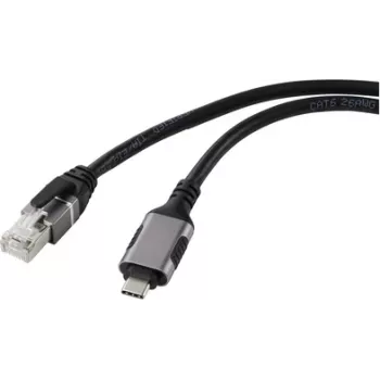 Renkforce USB, võrguadapteri kaabel [1x USB-C® pistik - 1x RJ45-pistik] 1,80 m alumiiniumpistik (RF-6055778)