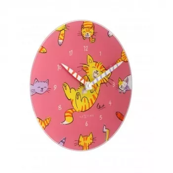 NeXtime klok 8810 Tickle My Tummy, Ø30 cm, Seinale, Roosa/ Mitmevärviline