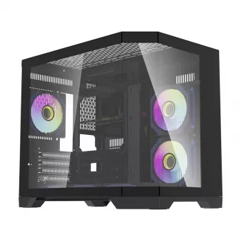 Darflash FT418 arvutikorpus + 6 aRGB ventilaatorit (must)