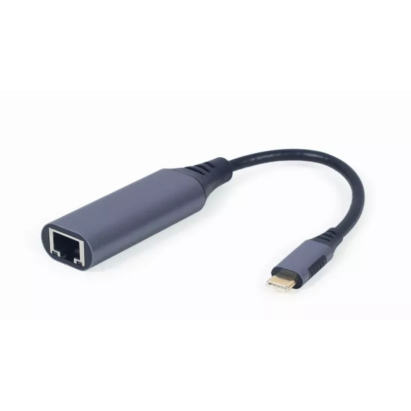Võrguadapter Gembird A-USB3C-LAN-01 USB-C USB 3.2 Gen 1, Gigabit RJ-45, 0,15 m kaabel, metallkorpus, hall/must