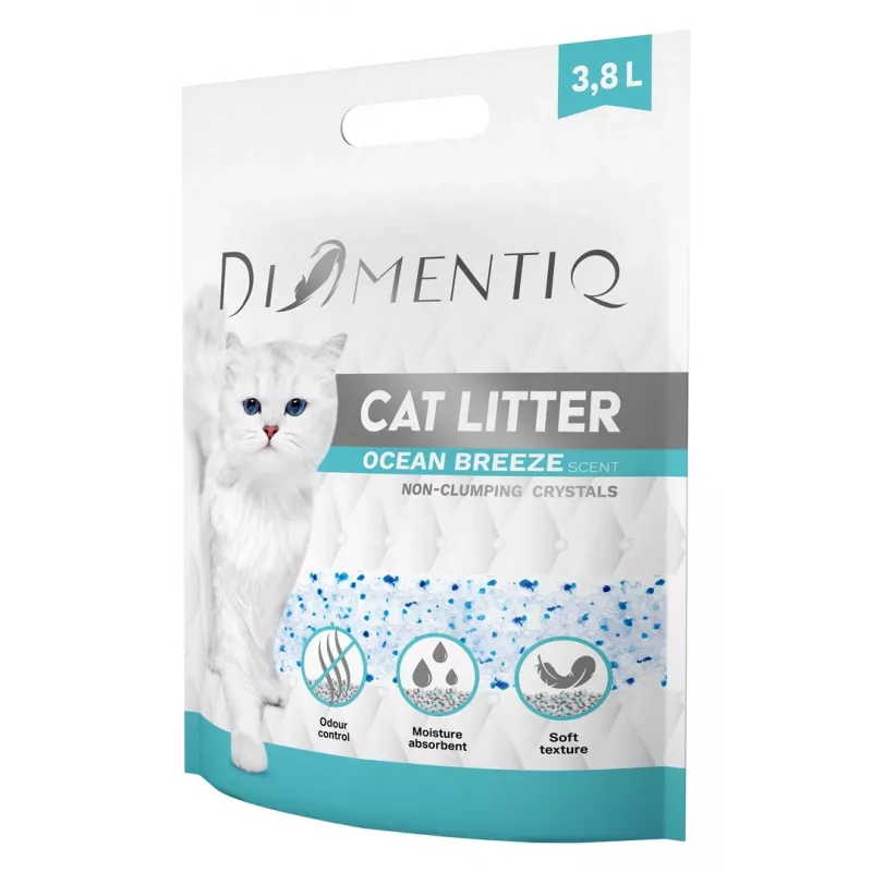 Klompuv kassiliiv DIAMENTIQ Diamentiq Ocean Breeze 3,8 l — Silikoongraanulid, 1,5 kg, antibakteriaalne, tolmuvaba