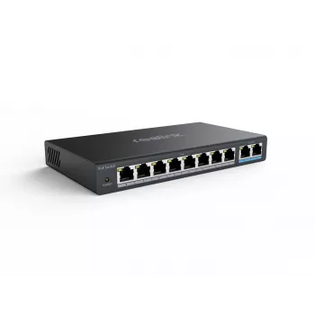 Võrgu PoE lüliti Reolink RLA-PS1 – 8-pordiline PoE, 150 W kogueelarve, IEEE 802.3af/at, 2x Gigabit üleslink