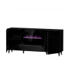 Sahtlitega kapp elektrikaminaga Cama Meble PAFOS 180x42x82 cm matt must, 3 ust, 2 riiulit, 1400–1600 W