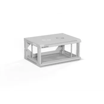 Seinale paigaldatav 19-tolline 4U võrgukapp Alantec 600x450 mm ühe klaasuksega, eemaldatavate tagumise ja külgpaneelidega