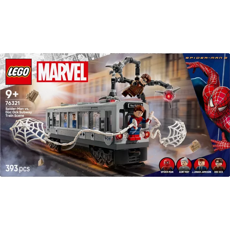 Konstruktsioonimänguasi LEGO Marvel Super Heroes 76321 Ämblikmees Doc Ock Metrootrassi Showdown mängukomplekt, 393 osa, 4 minifiguuri, vanus 9+