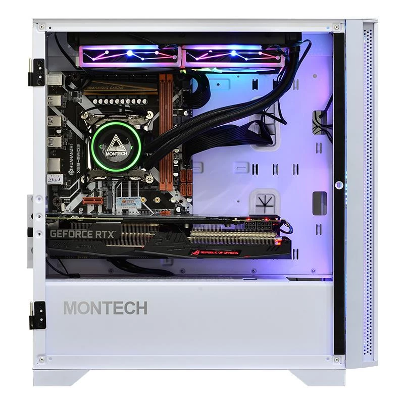 Montech AIR 100 ARGB MICRO-ATX korpus nelja eelpaigaldatud ARGB ventilaatoriga, üliminimalistlik disain, peen võrgust esipaneel, kõrge õhuvool, unikaalne külg
