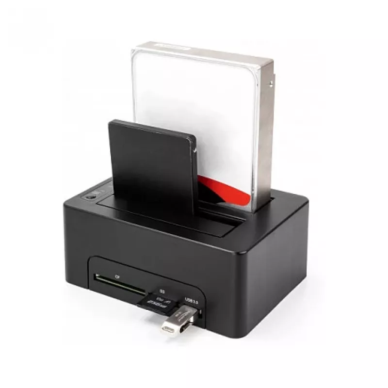 DeLOCK USB kahekordne dokkimisjaam 2 x SATA HDD SSD kloonimisfunktsiooniga ja kaardilugejaga