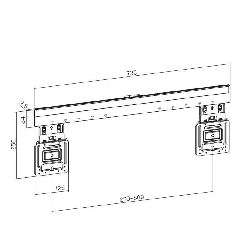 Maclean MC-481 Ultra Flat Slim TV seinakinnitusklamber 37-80 tolli, lame ja kumer, kuni 75 kg, VESA 600x400 universaalne TV kinnitus