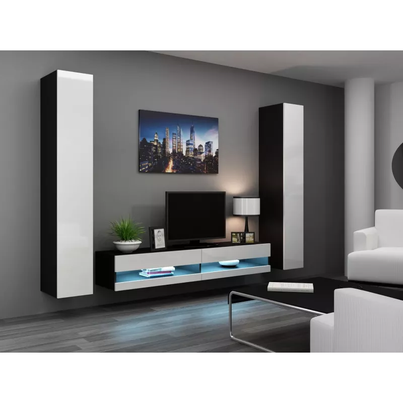TV alus cama meble VIGO NEW 30/180/40, 1800×400×300 mm, must pealispind, puitlaastplaadist karkass