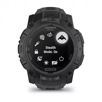 Nutikell GARMIN Instinct — 45 mm, 3,05 cm (1,2-tolline) AMOLED 390×390 puuteekraan, 4 GB, GPS, silikoonrihm must, 53 g