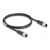 DeLOCK M12 kaabel A-kodeeritud 8 kontaktiga isane-isane Cat5e 1 m Must