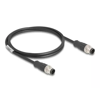 DeLOCK M12 kaabel A-kodeeritud 8 kontaktiga isane-isane Cat5e 1 m Must