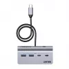 USB-jaotur Unitek H1337AGY01 — 4 pordiga (2×USB-C, 2×USB-A), kuni 5 Gbps pordi kohta, alumiinium, hõbedane
