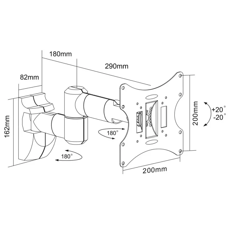 Maclean MC-503A Reguleeritav seinakinnitus 23–42-tollistele LCD-, LED- ja plasmateleekraanidele