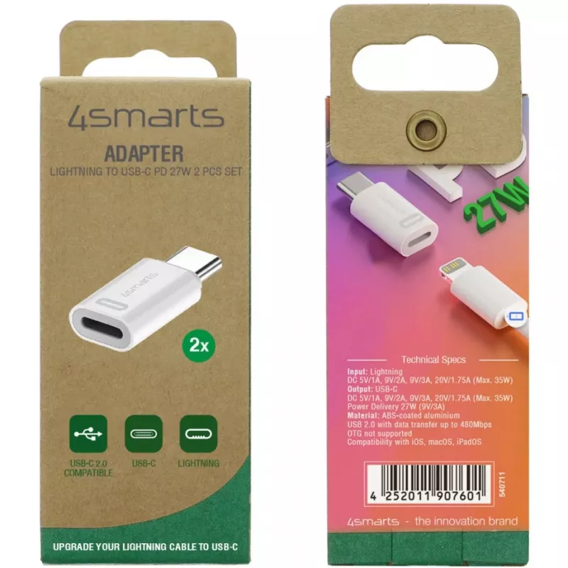 Kaablisoo muundur 4smarts 540711 Lightning USB-C valge