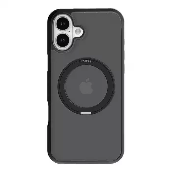 Kaitsev telefoniümbris Torras Ostand Pro iPhone 16 Plus jaoks – Must, õhuke profiil, kerge
