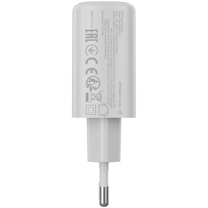 CANYON laadija OnCharge 250 25W 1xPD 1xQC EU Valge