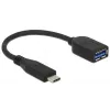 USB-kaabel DeLOCK USB 3.1 Gen 2 USB-C/Typ-A 0,1 m Must