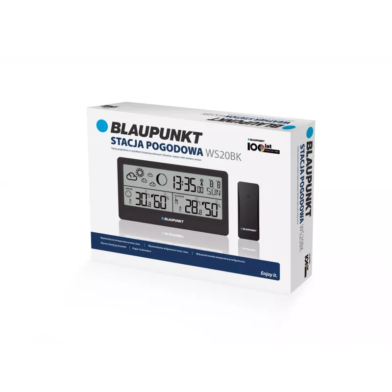 Ilmajaam BLAUPUNKT WS20BK — sise-/välistemperatuuri ja -niiskuse kuvamine, must, 1 sensor, LCD, patareitoide