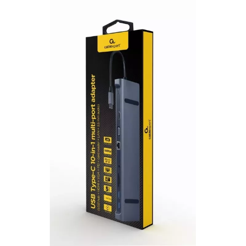 Gembird a-CM-COMBO10-01 sülearvuti dokk/pordireplikaator, juhtmega USB...