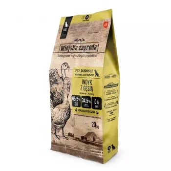 Kuiv koeratoit wiejskazagroda Turkey with goose M 20 kg — täiskasvanud, viljavaba, 31% valku, 20% rasva