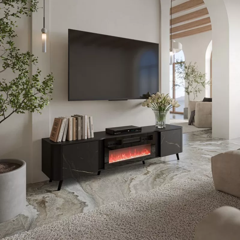 TV-kapp Cama Meble Volare 200 x 39 x 49 cm, must/san sebastian kaminaga