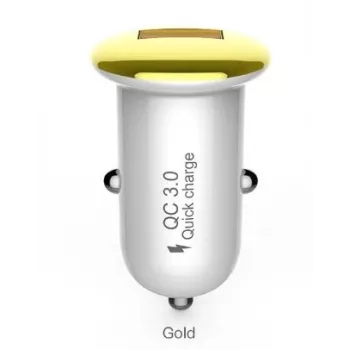Autolaadija Devia Mushroom seeria QC3.0 18W kuldne – USB Quick Charge 3.0, 18W väljund