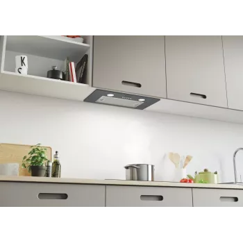 Sisseehitatud õhupuhasti CANDY CBG625/1X, 520 mm laius, 207 m³/h, söefilter, pöördnuppjuhtimine, hõbedane