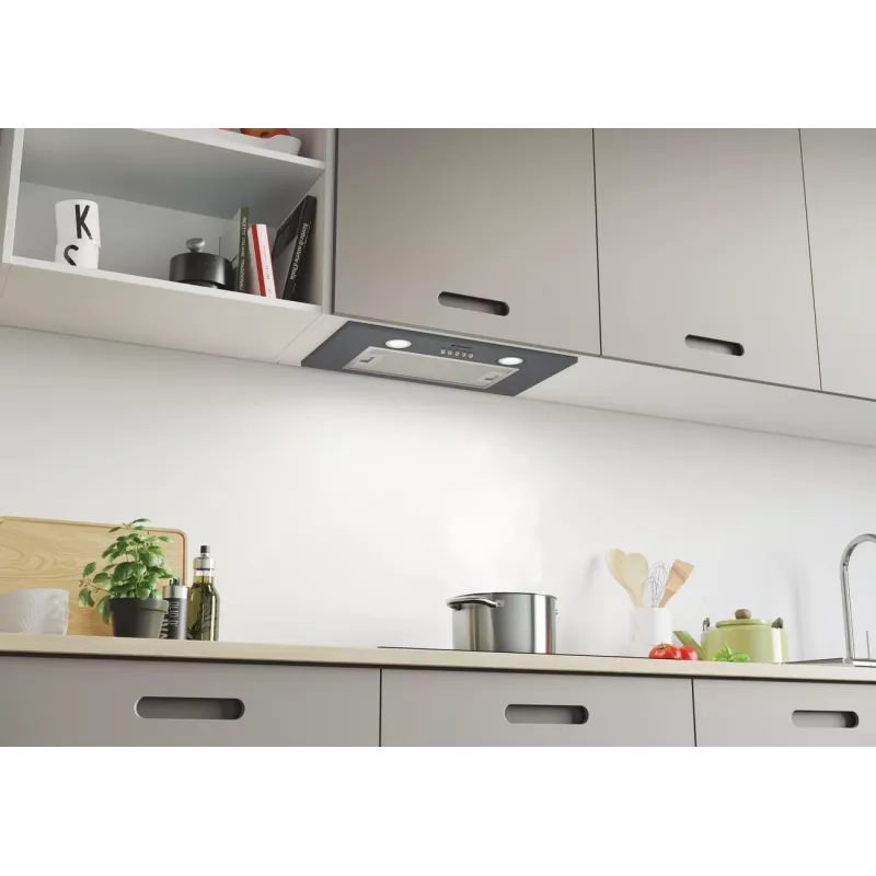 Sisseehitatud õhupuhasti CANDY CBG625/1X, 520 mm laius, 207 m³/h, söefilter, pöördnuppjuhtimine, hõbedane
