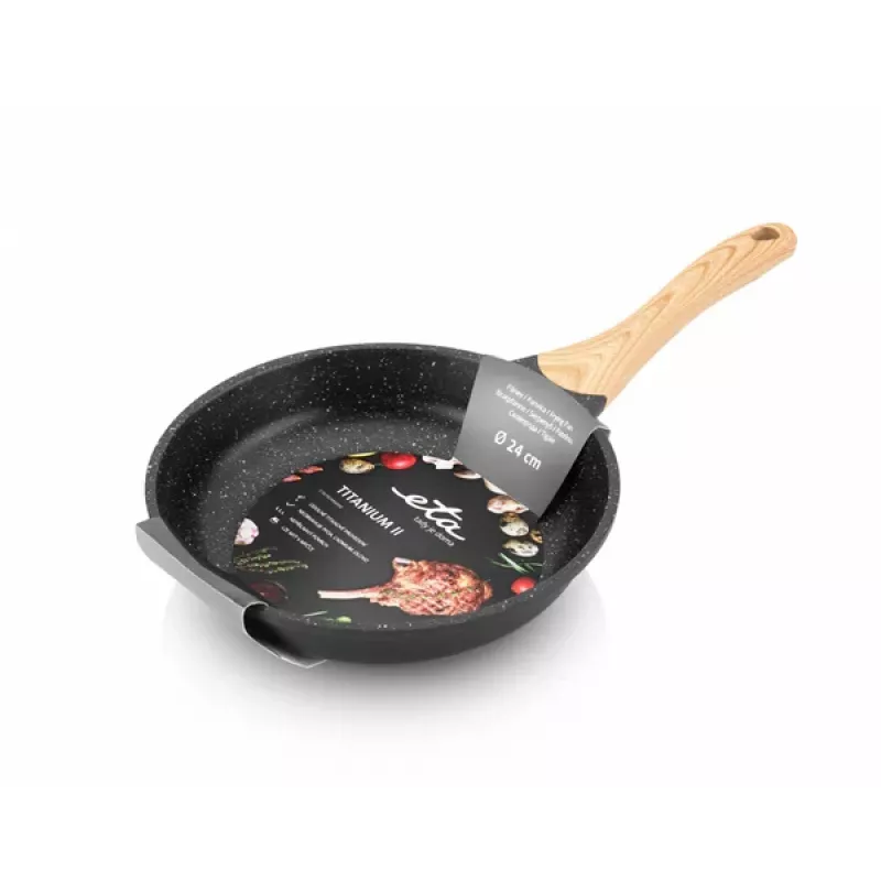 ETA | Pann | ETA792990000 TITANIUM II | Universaalne | Läbimõõt 24 cm | Elektri-, induktsioon-, gaasi- ja klaaskeraamiline pliit | Sobib induktsioonpliidile | Fikseeritud käepide | Must