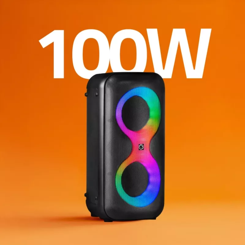 Kaasaskantav muusikakeskus MANTA SPK0401B100 Bluetooth-kõlar, 100 W tippvõimsus, FM-raadio, karaoke, sisseehitatud aku, X-BASS