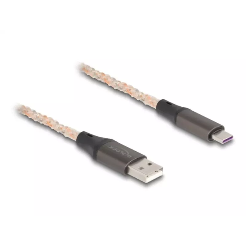 DELOCK USB 2.0 kaabel Type-A kuni USB USB-C RGB 1m
