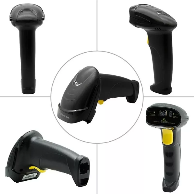 Käeshoitav juhtmega 1D/2D vöötkoodiskanner QOLTEC 50853 — USB, ABS-korpus, 1,65 m kaabel, 97×65×167 mm, 105 g