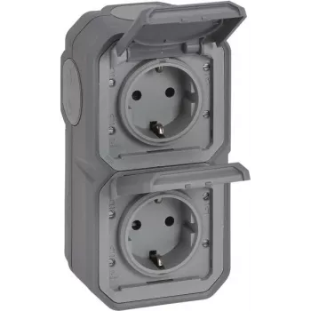 Legrand Plexo uus APWG 069744L Schuko pistikupesa IP44 hall 2-suunaline vertikaalne 5 (069744L)
