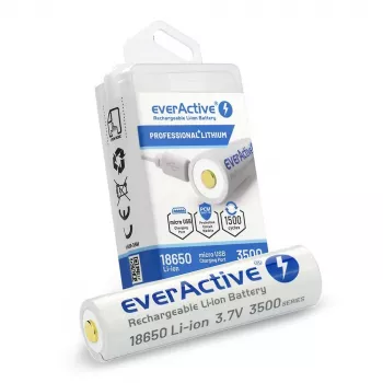 18650 Li-Ion 3.7V everActive 3500mAh battery (1 tk) micro-USB with protection