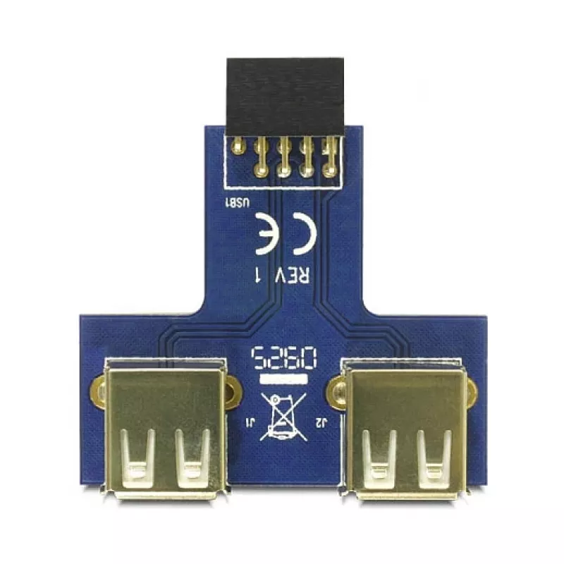 DeLOCK 9-pin 2.54 mm 2 x USB 2.0 1 x 9-pin 2.54 mm Must Sinine Hõbedane