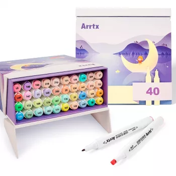 Kahepoolsed markerpliiatsid Arrtx LC302598 — 40 pastellvärvi, kaheotsalised markerid