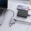 USB-jaotur Aukey CB-H36 — 4-pordiline USB 3.2 Gen 1 Type-A, host USB 2.0, 5000 Mbit/s, alumiiniumist hõbedane