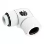 Liitmik BitsPower BP-DWE90RMLA12 — messingist 90° nurgaliitmik, valge, Ø 12 mm