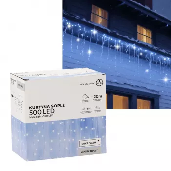 Extralink Icicle Curtain, 500L Cool Valge + Cool Flash, Length 3 + 20 m