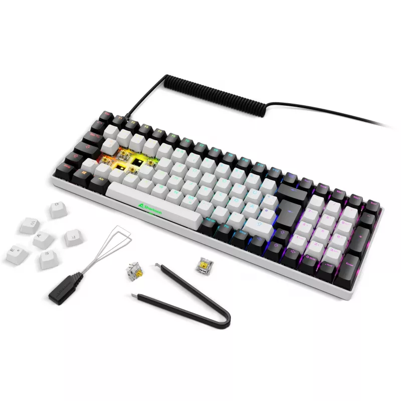 Sharkoon SKILLER SGK50 S2 White DE-Layout Gateron Yellow Klaviatuur
