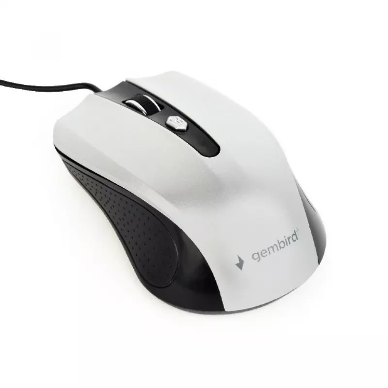 Juhtmega mõlemakäeline optiline hiir GEMBIRD MUS-4B-01-BS, USB Type-A, 1200 DPI, 4 nuppu, must/hõbedane
