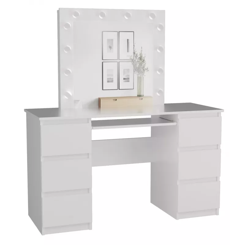 Magamistoa tualettlaua komplekt top e shop Z.KUBA MARINA L BIEL — valge puitlaastplaat, 6 sahtlit, 1300×510×1460 mm