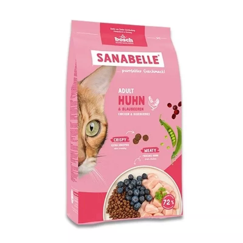 Kuiv kassitoit Bosch Sanabelle Life Adult kana ja mustikatega 8 kg, 31% valku, 16% rasva, 2% kiudaineid