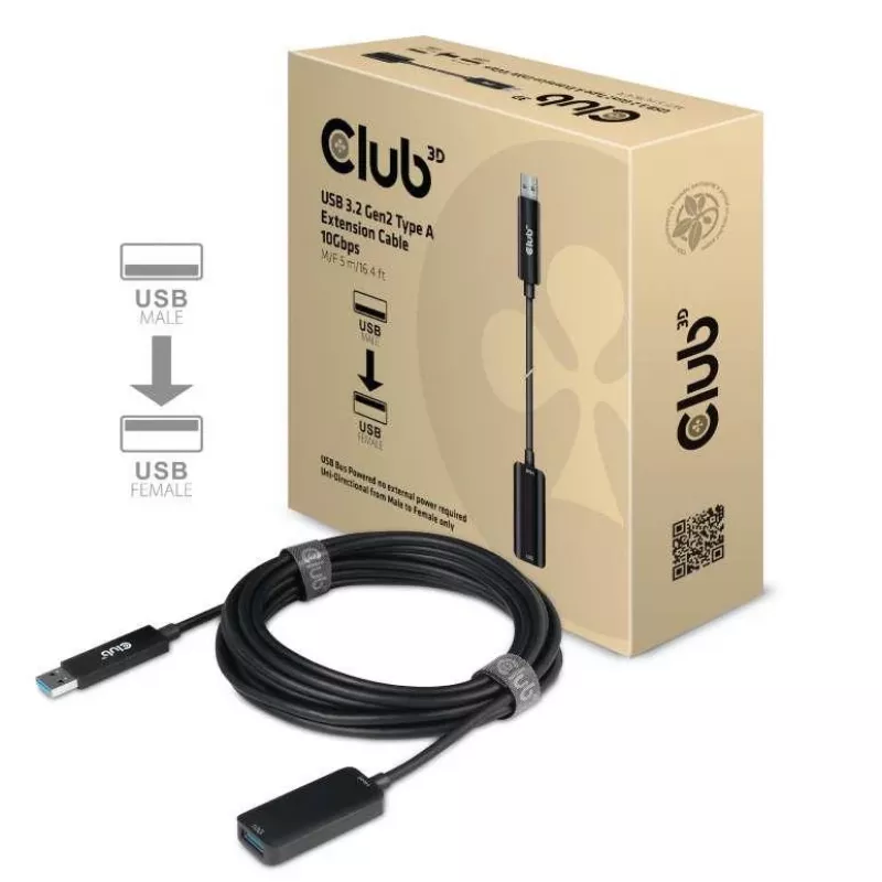 CLUB3D USB 3.2 Gen2 tüüp A pikenduskaabel 10 Gbps M/F 5 m/16,40 jalga