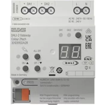 Võrgulüüs Jung 30128 1S DA2 R KNX DALI-2 Gateway Colour 2‑kanaliga