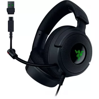Razer Kraken V4 X - Juhtmega PC-mängude peakomplekt (TriForce 40 mm draiverid, sissetõmmatav kardioidmikrofon, 7.1 ruumiline heli, Chroma RGB arvutile, konsoolile ja telefonile)