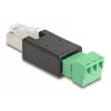 DeLOCK 66607 kaabelsoo vahetaja RJ45 3-kontaktiline klemmliist Must Roheline