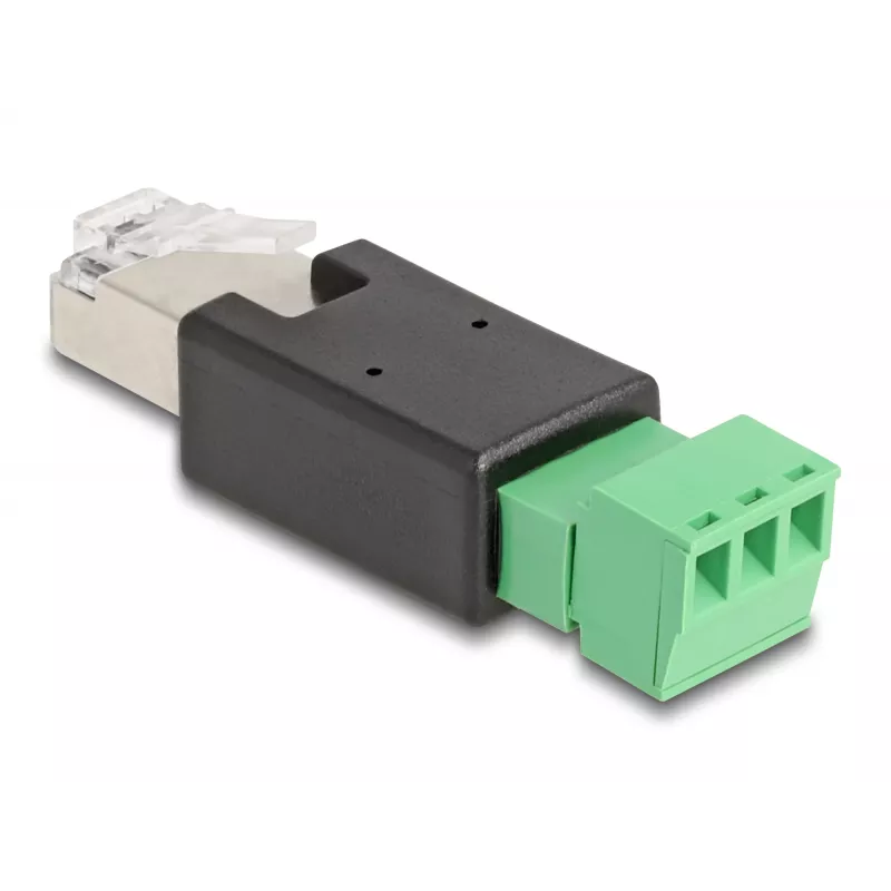 DeLOCK 66607 kaabelsoo vahetaja RJ45 3-kontaktiline klemmliist Must Roheline